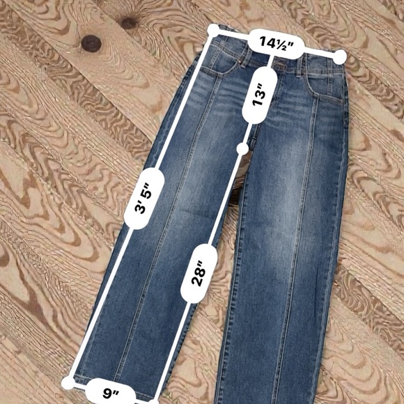 Risen Double CopperButton High Rise Medium Wash Ankle length barrel Leg Jeans - Picture 3 of 10